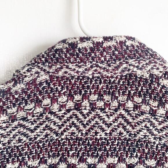 Lucky Brand Tweed Textured Moto Style Jacket Asymmetrical Zip Maroon Navy Size S - Picture 13 of 15